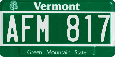 VT license plate AFM817