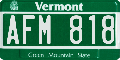 VT license plate AFM818