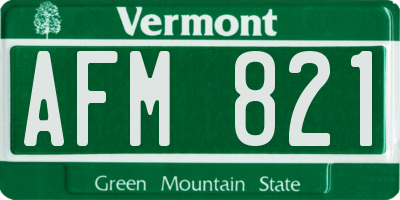VT license plate AFM821