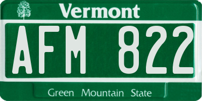 VT license plate AFM822