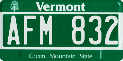 VT license plate AFM832