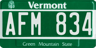 VT license plate AFM834
