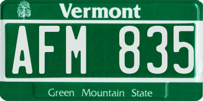 VT license plate AFM835