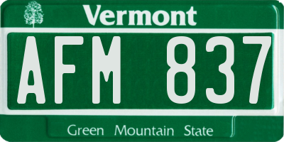 VT license plate AFM837