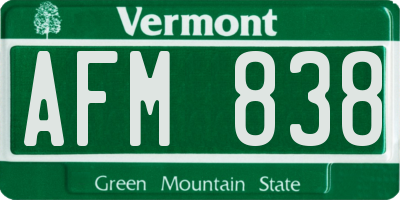 VT license plate AFM838