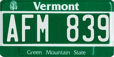 VT license plate AFM839