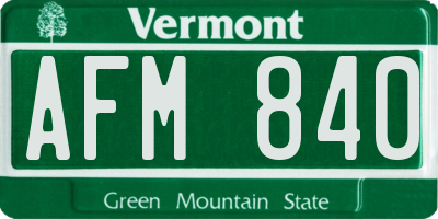 VT license plate AFM840