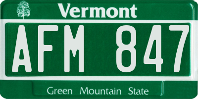 VT license plate AFM847