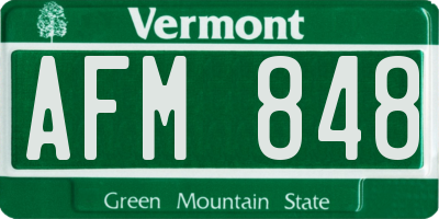 VT license plate AFM848