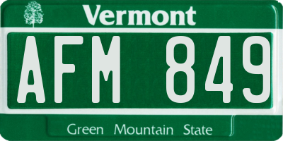 VT license plate AFM849