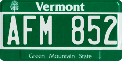 VT license plate AFM852