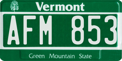 VT license plate AFM853