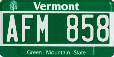 VT license plate AFM858