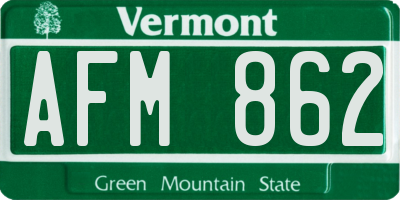 VT license plate AFM862
