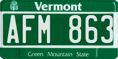 VT license plate AFM863