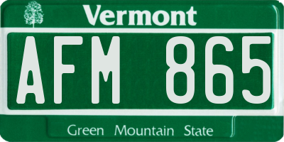 VT license plate AFM865