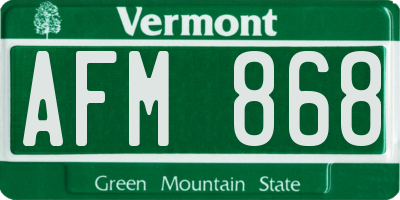 VT license plate AFM868