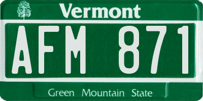 VT license plate AFM871