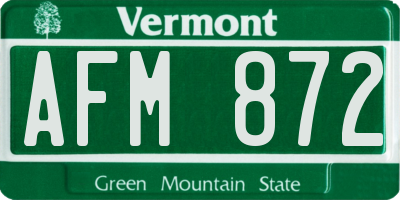 VT license plate AFM872
