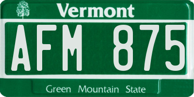 VT license plate AFM875