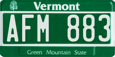 VT license plate AFM883