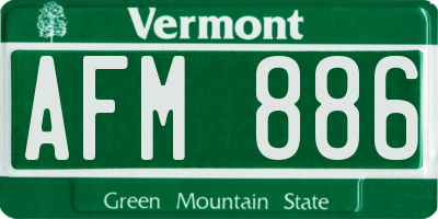 VT license plate AFM886