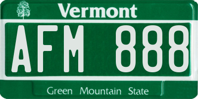 VT license plate AFM888