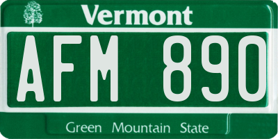 VT license plate AFM890