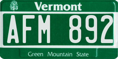 VT license plate AFM892