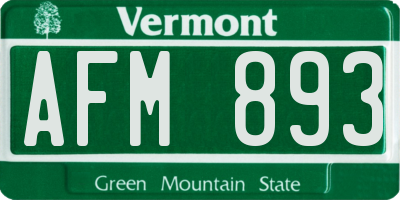 VT license plate AFM893