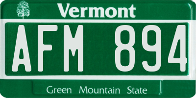 VT license plate AFM894