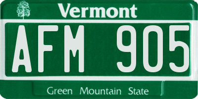 VT license plate AFM905