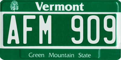 VT license plate AFM909
