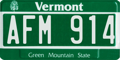 VT license plate AFM914