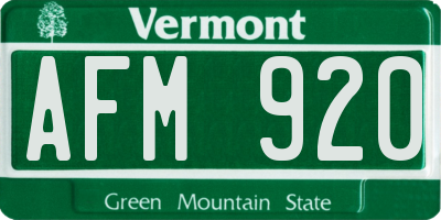 VT license plate AFM920