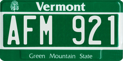 VT license plate AFM921