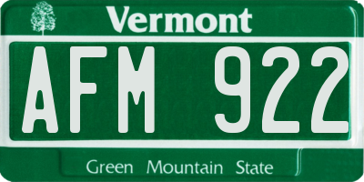 VT license plate AFM922