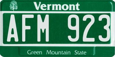 VT license plate AFM923