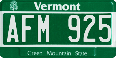 VT license plate AFM925