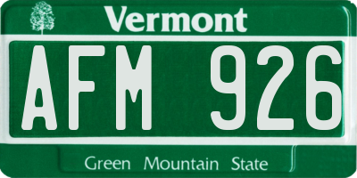 VT license plate AFM926