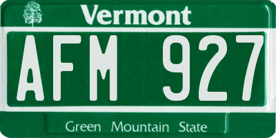 VT license plate AFM927