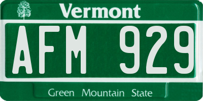 VT license plate AFM929