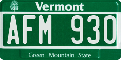 VT license plate AFM930