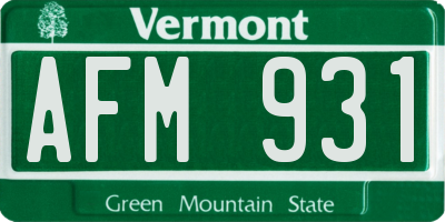 VT license plate AFM931