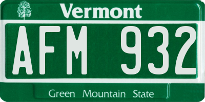 VT license plate AFM932