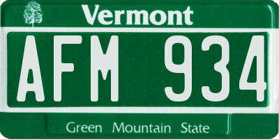 VT license plate AFM934