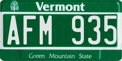 VT license plate AFM935