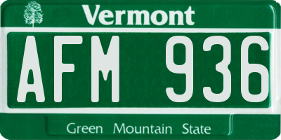 VT license plate AFM936