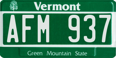 VT license plate AFM937