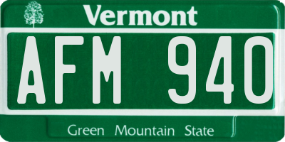 VT license plate AFM940